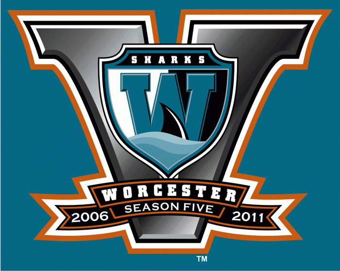 Worcester Sharks 2010 11 Anniversary Logo iron on transfers for clothing